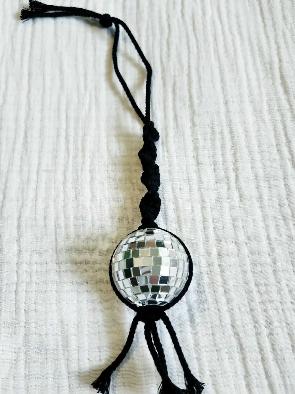 Black Macramé Mini Hanging Disco Ball